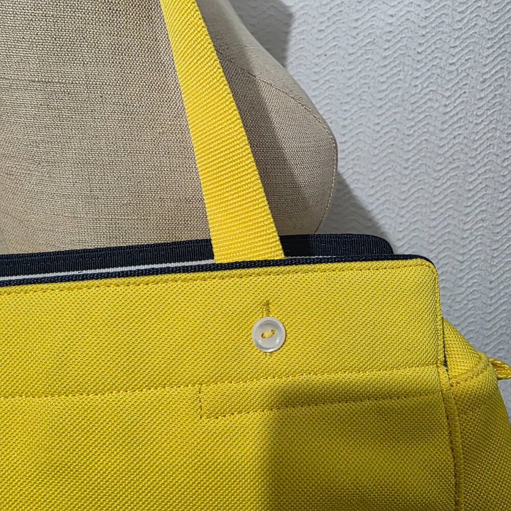 Lacoste Yellow Canvas Handbag Handle Satchel Logo - Picture 4 of 12